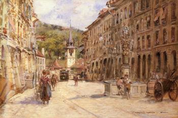 Georges Stein : A Street Scene In Bern
